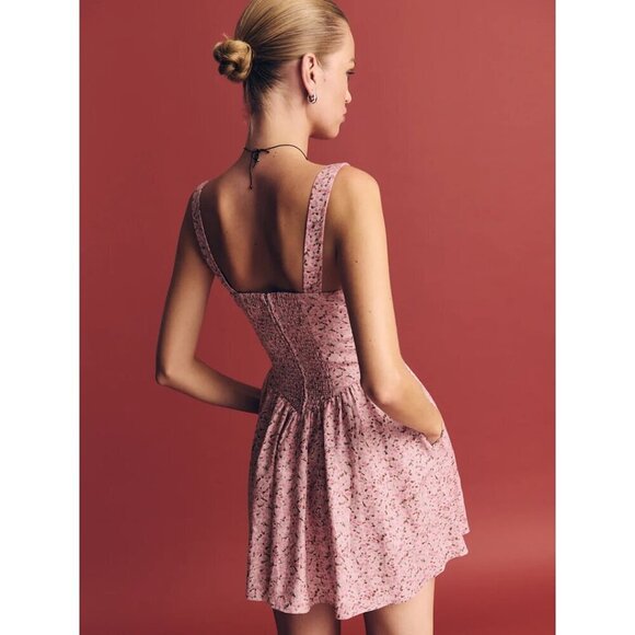 REFORMATION Daria Linen Mini Dress in Rosin Size US 4 - Picture 15 of 15